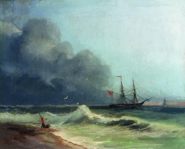 sea before storm 1856 Romantic Ivan Aivazovsky Russian Oil Paintings